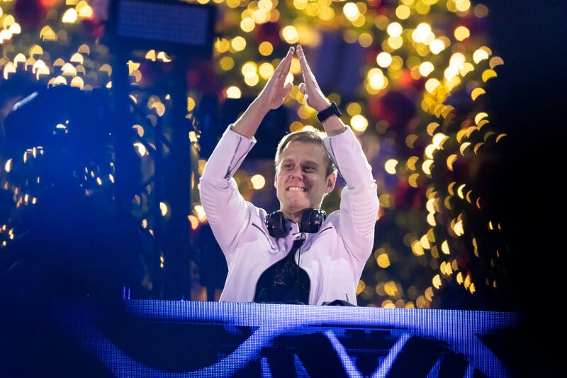 DJ Armin Van Buuren performs during the New Year’s Eve celebrations at Al Wasl. Christophe Viseux / Expo 2020 Dubai