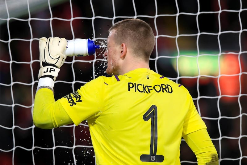 Everton goalkeeper Jordan Pickford during the FA Cup match at Anfield. PA