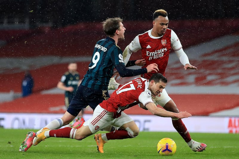Cedric Soares - 6: Arsenal miss Kieran Tierney’s marauding runs down the left despite the Portuguese providing decent cover. Bamford felt he should have had second-half penalty when Soares and Gabriel combined to bring him down. Referee disagreed. Decent late strike saved by Meslier. Getty
