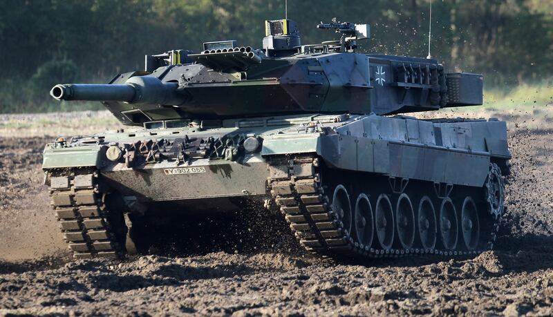 A Leopard 2 tank during a demonstration near Hannover, Germany. AP
