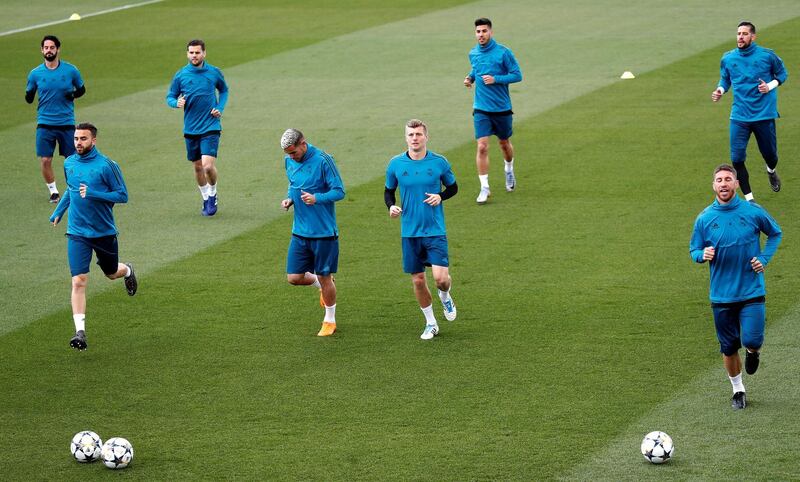 Real Madrid's players in action during a training session. Chema Moya / EPA