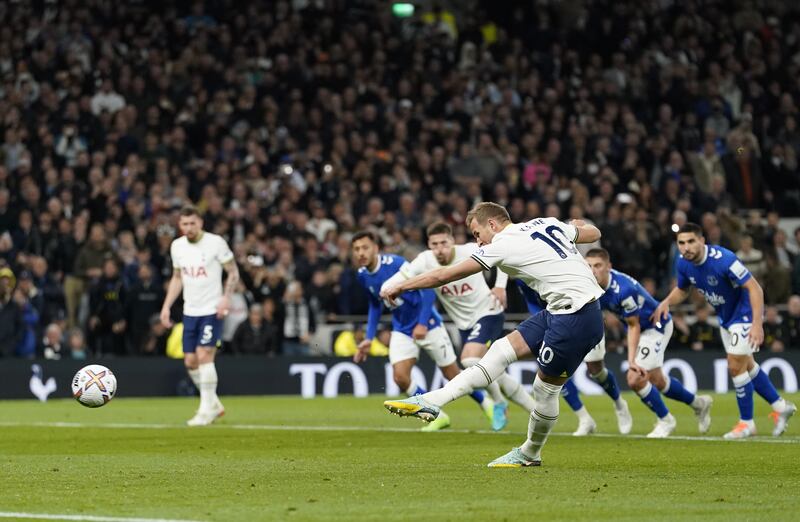 Harry Kane scores from the penalty spot. PA