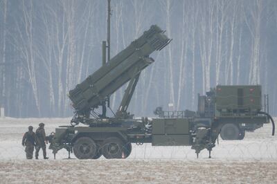 Patriot surface-to-air missile systems at Warsaw Babice Airport. Getty Images