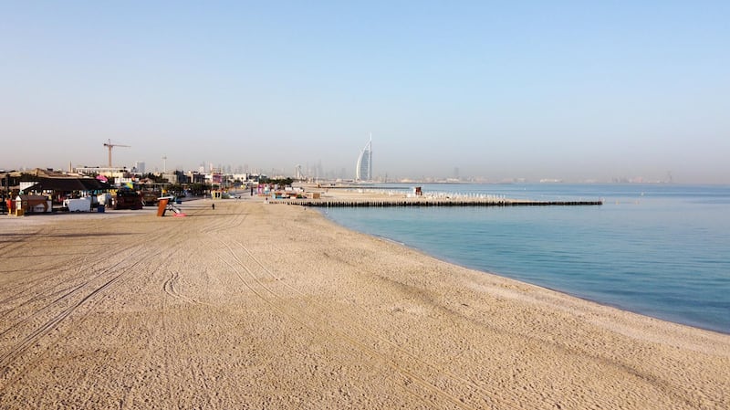 An empty beach in Dubai. EPA