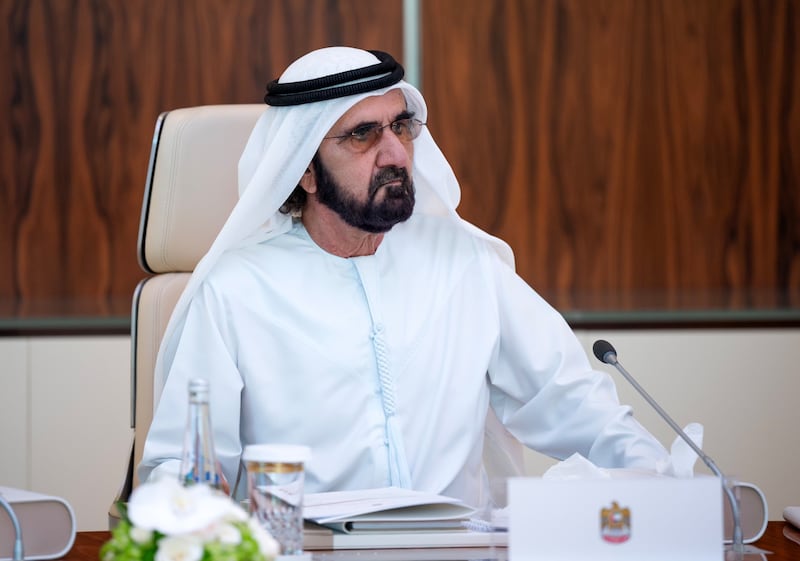Sheikh Mohammed bin Rashid, Prime Minister and Ruler of Dubai, heads a UAE Cabinet meeting at Qasr Al Watan in Abu Dhabi. Photo: Wam