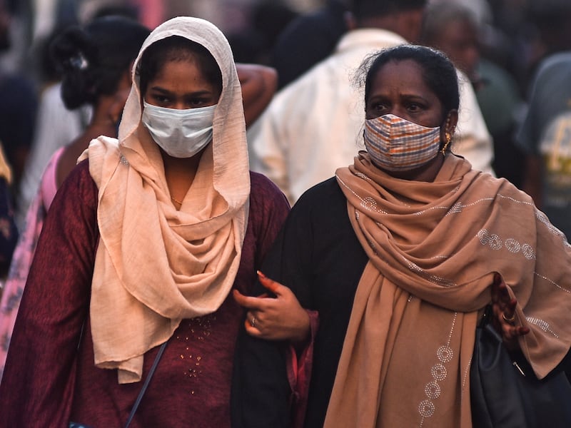 Women in Chennai, India, during a surge in Covid-19 cases earlier this year. EPA
