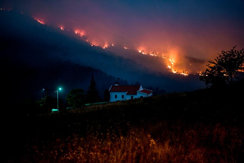 A wildfire burns in Vale da Cuba near Isna village, Castelo Branco, Portugal. AFP
