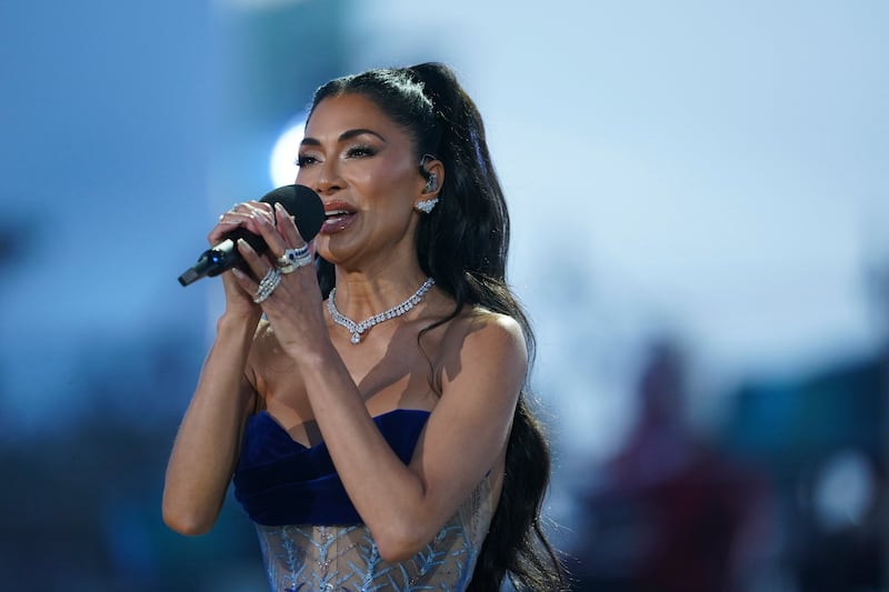 Scherzinger performs for King Charles, Queen Camilla and other royals. AP