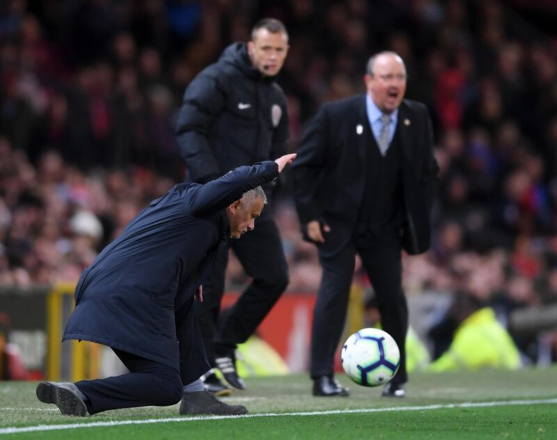 Manchester United manager Jose Mourinho shows his frustration. Getty Images