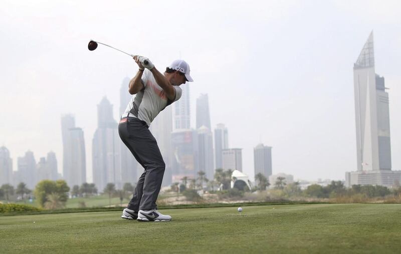 Rory McIlroy off on the eighth hole during the second round of the 2014 Omega Dubai Desert Classic on Friday. Ahmed Jadallah / Reuters