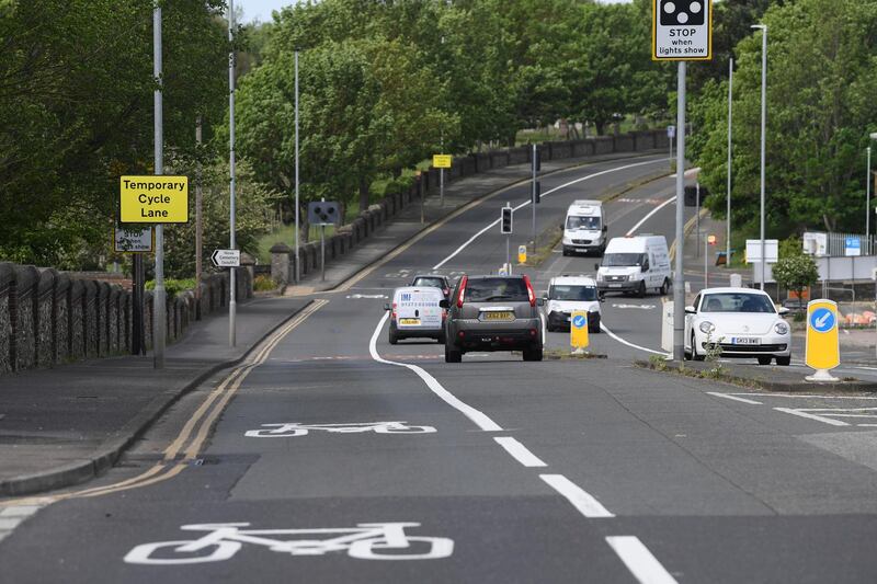 A temporary cycle lane has been created in Brighton to help persuade people to not use public transport Getty