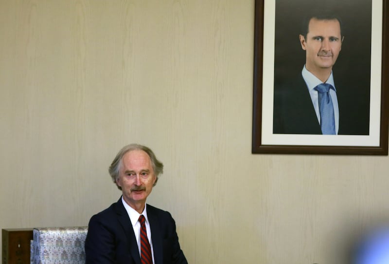 UN envoy to Syria Geir Pedersen during a meeting with the Syrian Foreign Minister in Damascus. EPA