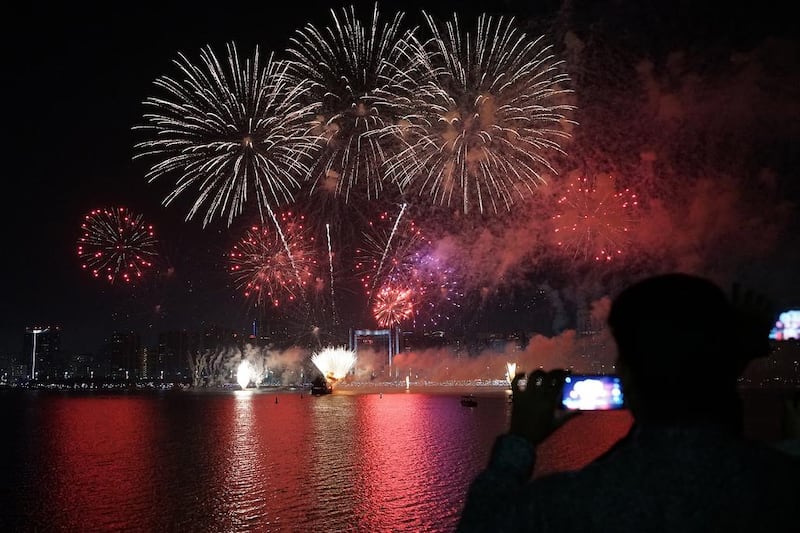 Fireworks along the Abu Dhabi Corniche in celebration of UAE National Day. Delores Johnson / The National 