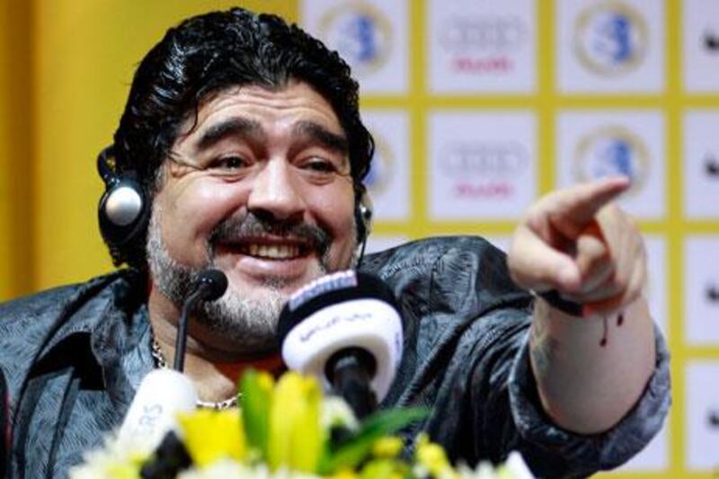 Diego Maradona took aim at a familiar target on Saturday, making fun of Pele's comments about Lionel Messi and then challenging the comments made by former Al Wasl player Al Perez, a Brazilian, like Pele, about how was dismissed at the Pro League club at the manager's request.