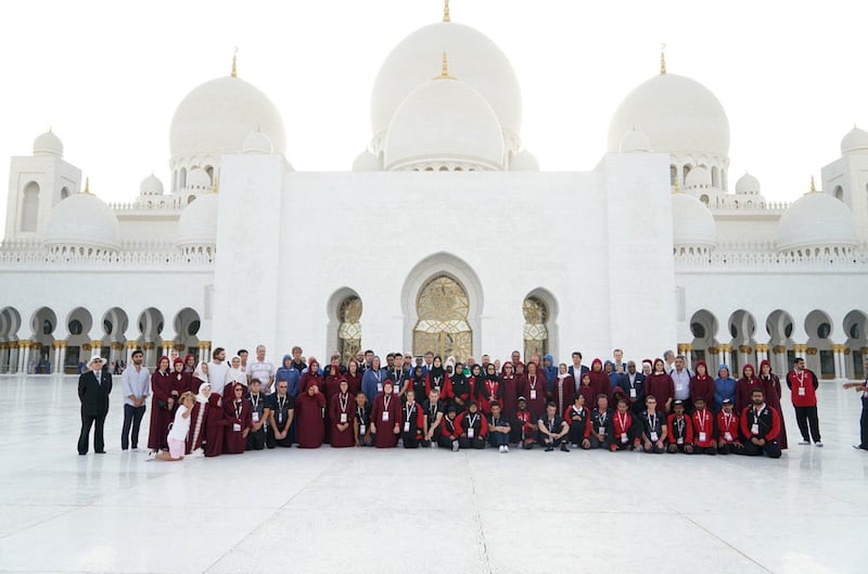 In solidarity with the victims of the terrorist act, a New Zealand delegation participating in the Special Olympics visits Sheikh Zayed Mosque. WAM