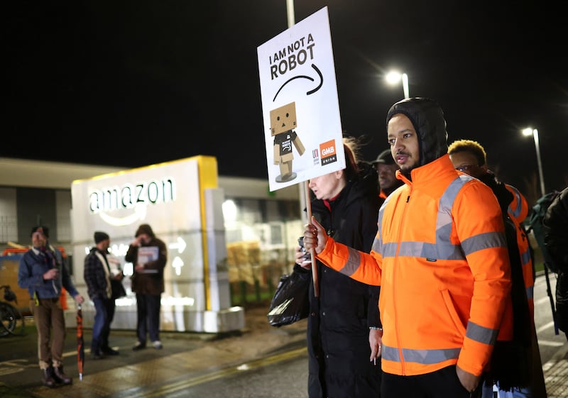 A rally in support of striking Amazon workers outside the retailer's warehouse in Coventry. Reuters