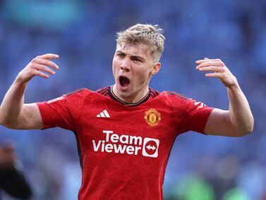 Rasmus Hojlund has scored 14 goals across all competitions for Manchester United this season. Getty Images