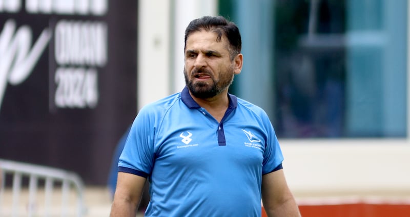 Saudi Arabia coach Kabir Khan at the Oman Cricket Stadium