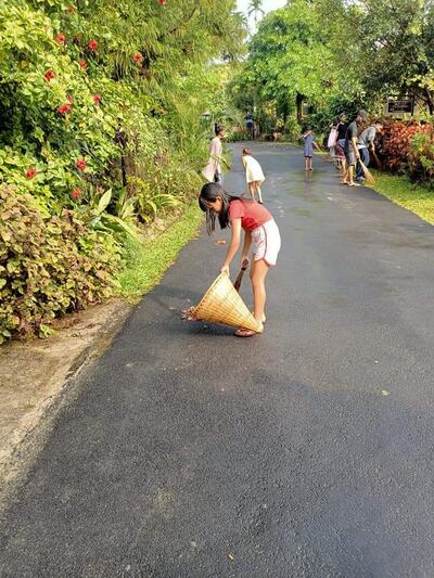 Residents use khoh, cone-shaped bamboo woven baskets, to keep the village clean. Photo: Precious Khongdup