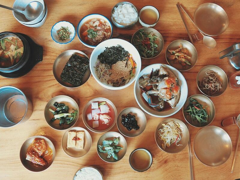 High Angle View Of Korean Food Served On Table. Getty Images