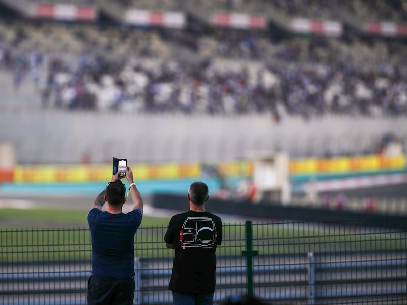 Race fans watch from Circuit's most iconic landmark – the Abu Dhabi Hill. Located opposite North Grandstand and adjacent to the Main Grandstand. Victor Besa / The National