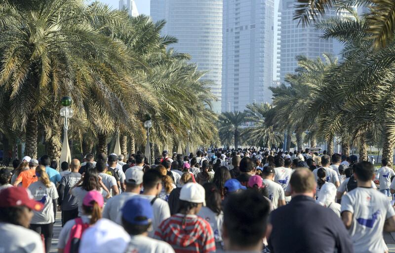 Abu Dhabi, United Arab Emirates - Several people came out to take part and show their support for the Terry Fox run at the Corniche on January 19, 2018. (Khushnum Bhandari/ The National)
