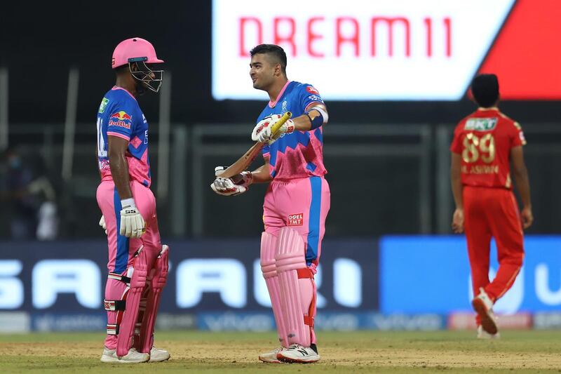 Riyan Parag of Rajasthan Royals and Sanju Samson captain of Rajasthan Royals during match 4 of the Vivo Indian Premier League 2021 between Rajasthan Royals and the Punjab Kings held at the Wankhede Stadium Mumbai on the 12th April 2021.

Photo by Deepak Malik/ Sportzpics for IPL