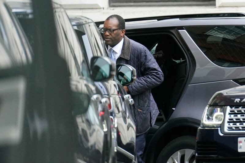 Mr Kwarteng arriving at Downing Street. AP