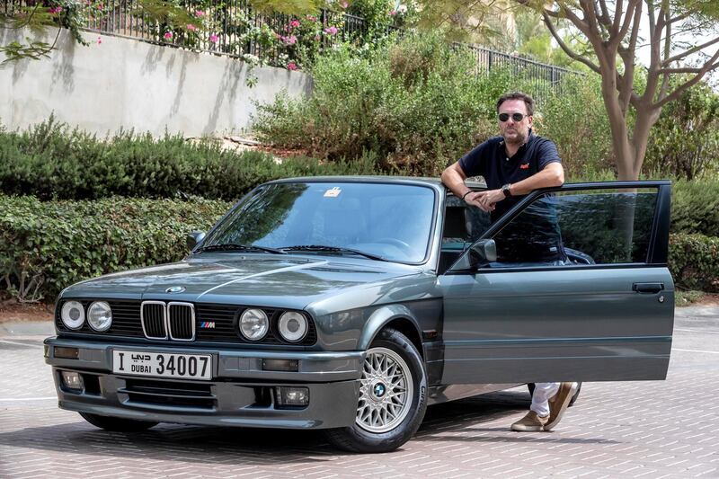 DUBAI, UNITED ARAB EMIRATES. 22 JULY 2018. BMW owner Rupert Diss with his vintage M3. (Photo: Antonie Robertson/The National) Journalist: Adam Workman. Section: Motoring.