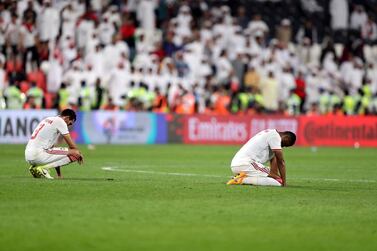 UAE's players were left devastated by their defeat in the Asian Cup semi-final. Chris Whiteoak / The National