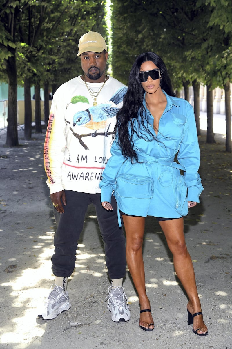 PARIS, FRANCE - JUNE 21:  Kanye West and Kim Kardashian attend the Louis Vuitton Menswear Spring/Summer 2019 show as part of Paris Fashion Week on June 21, 2018 in Paris, France.  (Photo by Pascal Le Segretain/Getty Images)