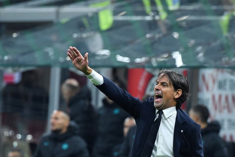 Inter Milan's Italian coach Simone Inzaghi during the match. AP