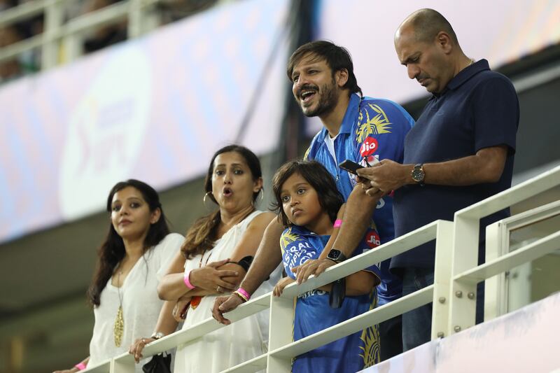 Bollywood actor Vivek Oberoi watches the match in Dubai on Sunday. SPORTZPICS for BCCI