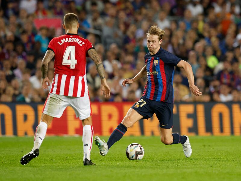 Frenkie De Jong – 9. Hit beautiful cross-field passes into the vast spaces created by his teammates. Swept forward to set up Fati after 65. Reuters