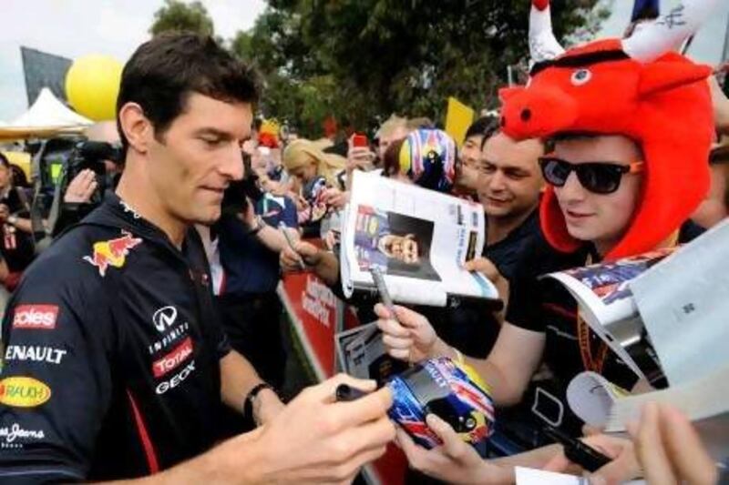 Mark Webber, left, hopes to improve on his starting position of fifth for Sunday's Australian Grand Prix.