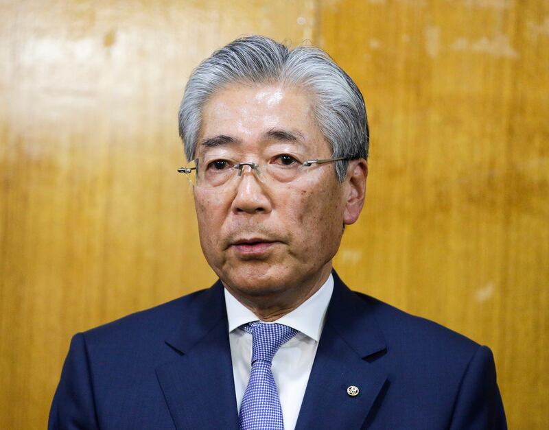 epa07447724 Tsunekazu Takeda, president of the Japanese Olympic Committee (JOC), talks to journalists after expressing his resignation at a JOC board meeting in Tokyo, Japan, 19 March 2019. Takeda announced his resignation at the end of June 2019, the end of his term. Takeda faces French authorities' investigation for suspected corruption related to winning the bid of the Tokyo 2020 Olympics.  EPA/KIMIMASA MAYAMA