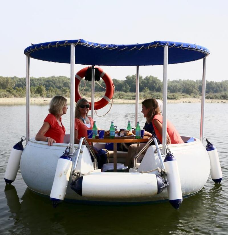 An Eco-Donut boat run by Belevari Marine at the Eastern Mangroves in Abu Dhabi. The Eco-Donut boats are solar-powered. Courtesy Belevari Marine