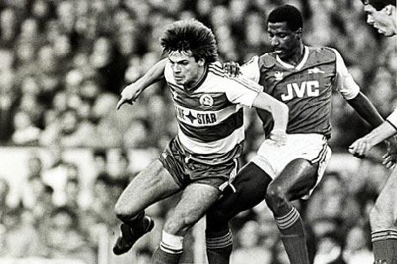 Viv Anderson, right,  England's first black international, in First Division action for Arsenal.