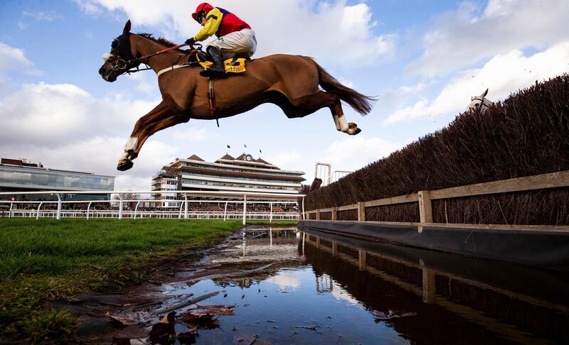 Jockey Jonjo O'Neill guides Native River to victory in the Denman Chase at Newbury Racecourse in England, on Saturday, February 8. PA