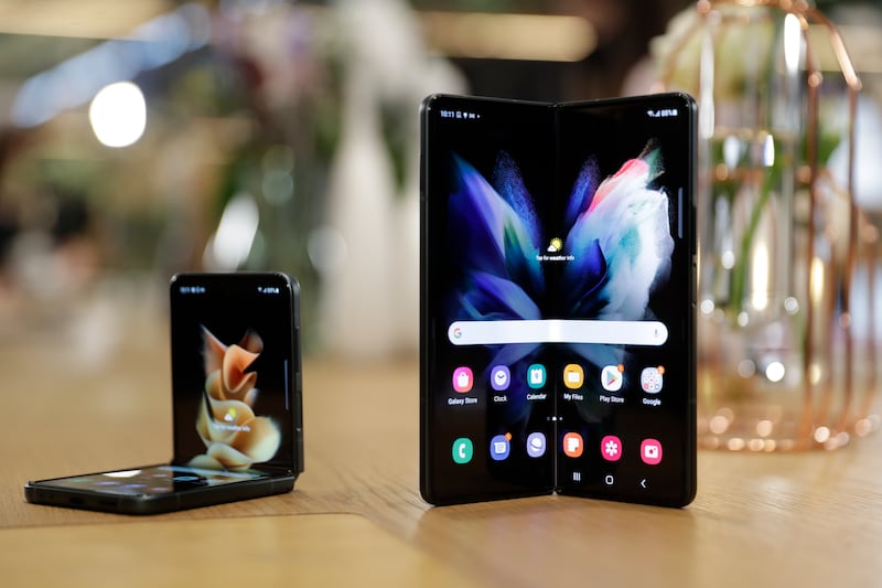 The Samsung Galaxy Z Flip 3 and Fold 3 have helped the South Korean company dominate the foldable smartphone market. AP