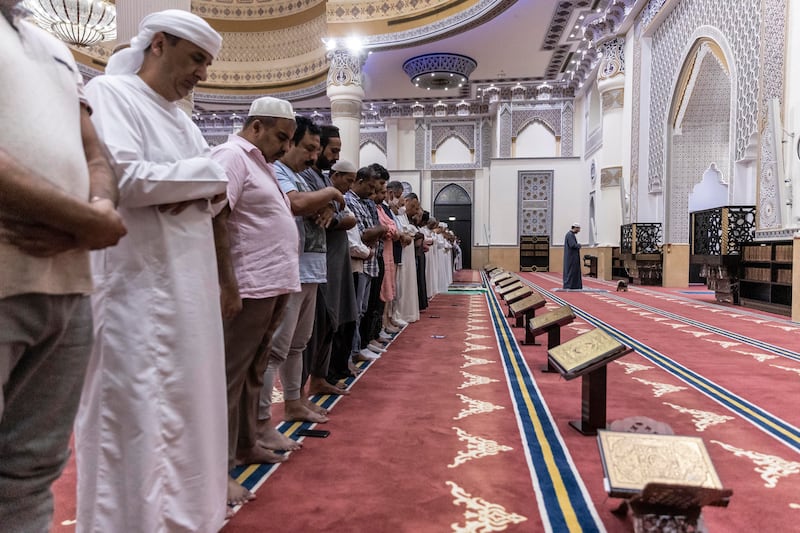 The first morning prayers of Ramadan at Al Farooq Omar bin Al Khattab Mosque in Dubai. Antonie Robertson / The National
