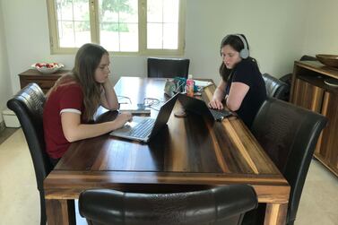 Bethlyn Whitehead, 13, and Ainsley Whitehead, 14, have joined an online school this term. Courtesy Heather Whitehead