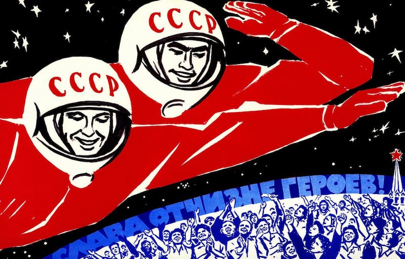 A Soviet Union propaganda poster from the Space Race era, when it battled the US for supremacy in spaceflight. Universal History Archive / Getty images