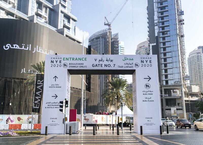 DUBAI, UNITED ARAB EMIRATES. 30 DECEMBER 2019. Signs directing crowds to Downtown Dubai NYE’s celebrations.

(Photo: Reem Mohammed/The National)

Reporter:
Section: