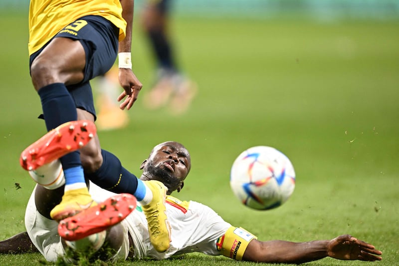 Koulibaly slides in to make a tackle against Ecuador. AFP