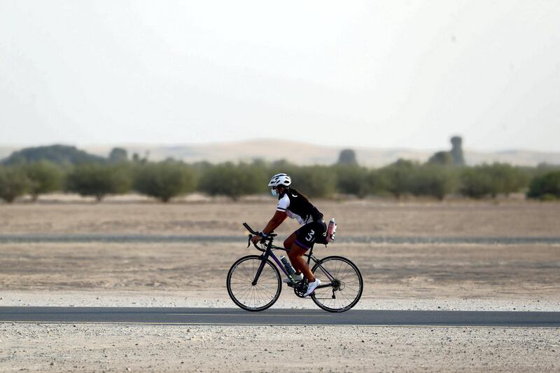 Dubai, United Arab Emirates - Reporter: Patrick Ryan. News. Cycling. People take part in the Ride with Lance cycling event at Al Qudra Cycling track. Tuesday, October 6th, 2020. Dubai. Chris Whiteoak / The National