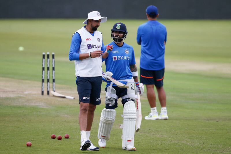 Ishant Sharma trains with Virat Kohli at SuperSport Park in Centurion. AFP