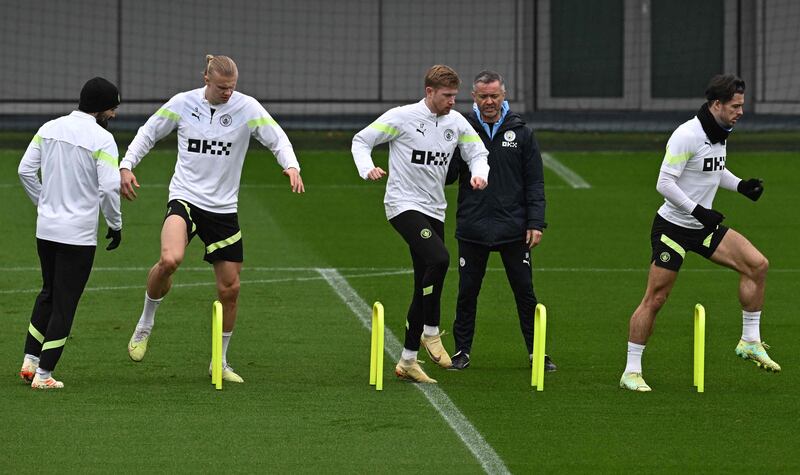 Left to right: Ilkay Gundogan, Erling Haaland, Kevin De Bruyne and Jack Grealish. AFP