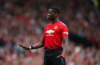 MANCHESTER, ENGLAND - APRIL 28:  Paul Pogba of Manchester United reacts during the Premier League match between Manchester United and Chelsea FC at Old Trafford on April 28, 2019 in Manchester, United Kingdom. (Photo by Alex Livesey/Getty Images)
