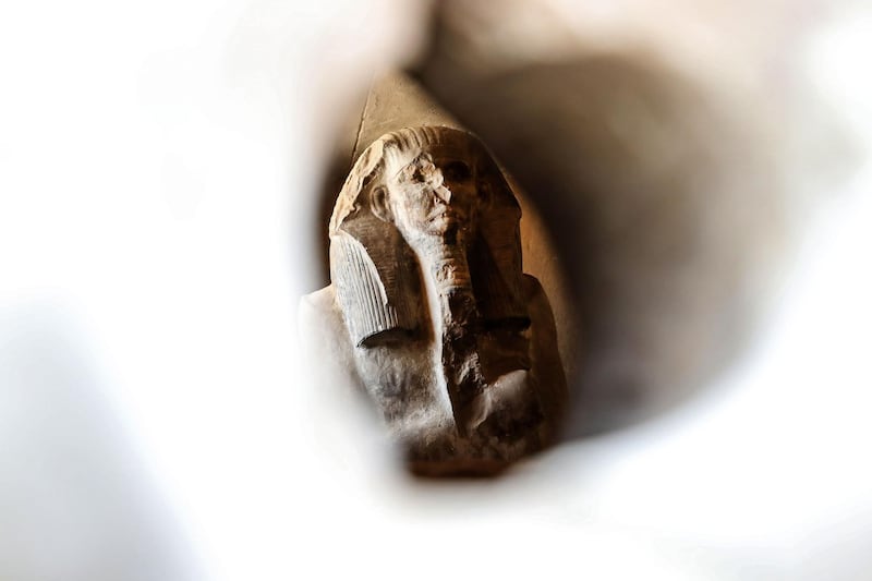 Djoser statue inside the pyramid. AFP